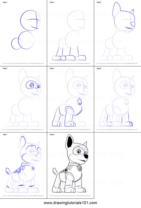 How To Draw Super Chase From Paw Patrol Printable Drawing Sheet By