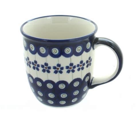 Blue Rose Polish Pottery Flowering Peacock Plain Coffee Mug 1 Kroger