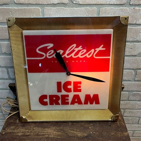 Vintage 1950s Sealtest Ice Cream Lighted Advertising Clock Sign Ebay