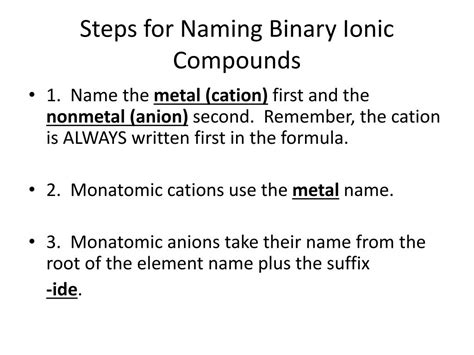 Ppt Ionic Compounds Formulas And Nomenclature Powerpoint Presentation