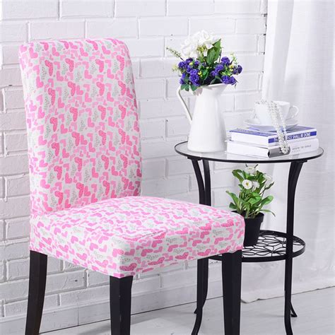 Agxqf Universal Stretch Pink Heart Print Chair Cover For Wedding Hotel