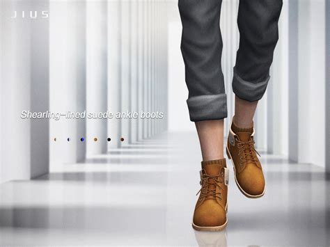 The Sims Resource Jius Mens Shearling Lined Suede Ankle Boots