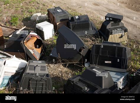 Abandoned Televisions Litter The Ground Stock Photo Alamy