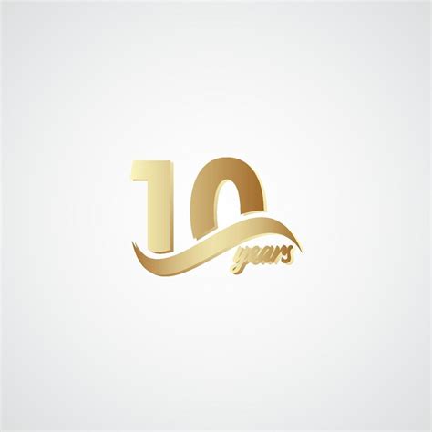 10 Years Anniversary Celebration Elegant Gold Logo Vector Template