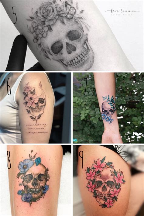 27 Beautiful Skull And Flower Tattoo Ideas Tattooglee Pretty Skull