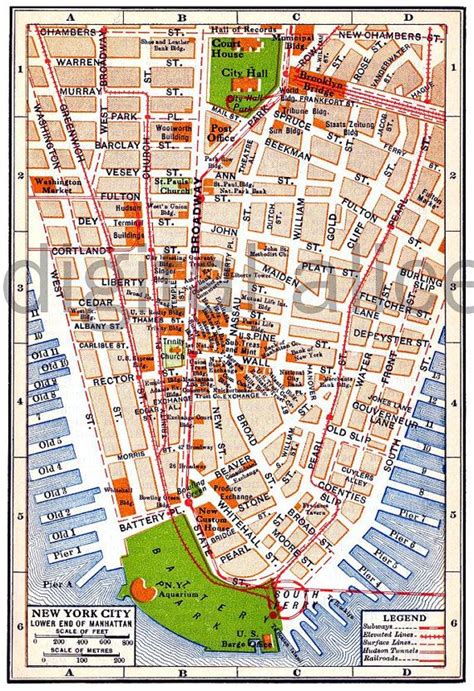 Map Of Lower Manhattan Ny Tourist Map Of English