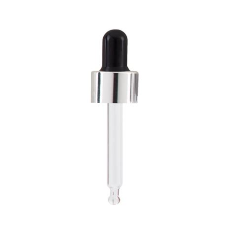 Gloss Silver Cosmetic Pipette Black Silicone Bulb A08gsbs