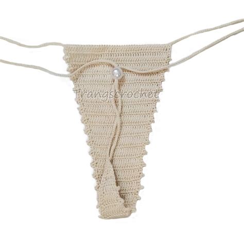 Handmade Crochet Micro Thong Bikini Bottoms For Women Natural Etsy
