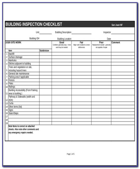 Daily Equipment Inspection Checklist Template Excel