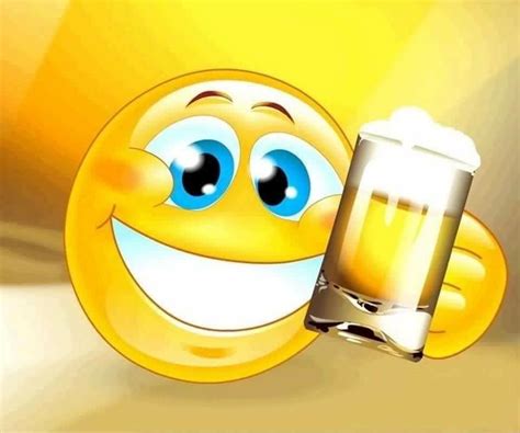 A Smiley Face Holding A Glass Of Beer
