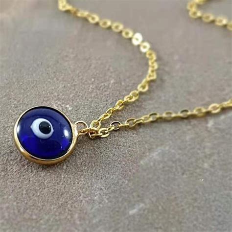Turkish Evil Eye Necklace Pendant K Gold Gift For Her Etsy