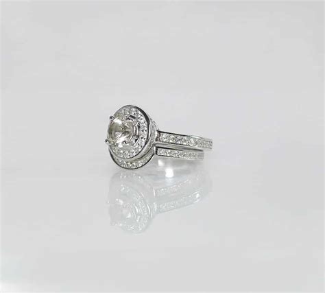 Moon Phase Engagement Ring Natural Herkimer Diamond Set In Sterling