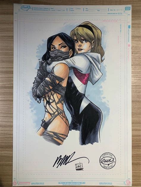 Silk And Gwen Spider Gwen Original Art Sketch And Signed Humberto Ramos Colors By Ryan Kincaid