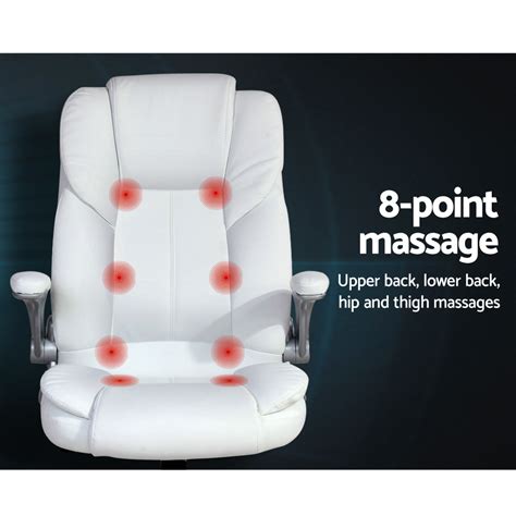 Artiss 8 Point Massage Office Chair Pu Leather White