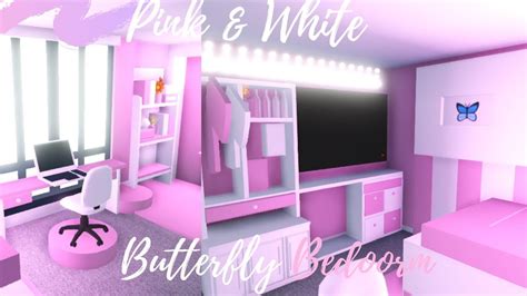 If you are looking for inspriation, this will help. Pink&White Butterfly BEDROOM SPEEDBUILD ♡Adopt me Roblox ...