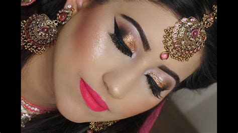 Real Bride Engagementnikaah Asian Bridal Makeup Gold Smokey Eyes