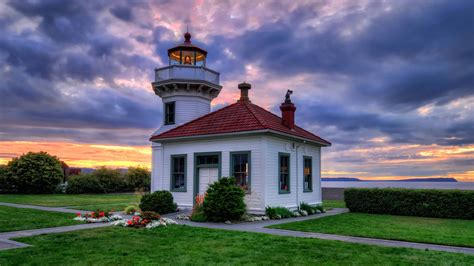 Coast Lighthouse During Sunset In Washington Hd Travel Wallpapers Hd