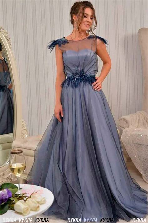 Купить Вечернее платье синее с перьями в Твери Фото цены видео