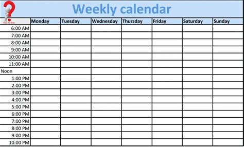 7 Free Weekly Planner Template Howtowiki