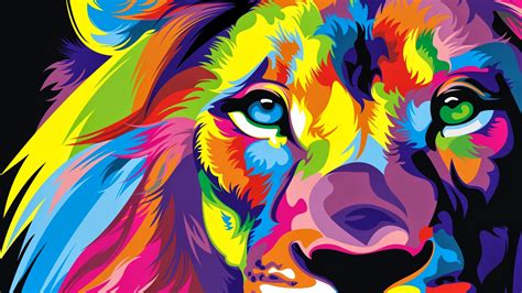 Download Full Hd Colourful Lion Artwork Wallpaper 4k Ultra Hd Hd