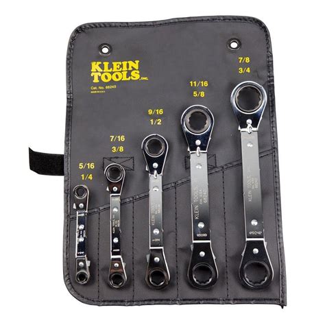Klein Tools 5 Piece Fully Reversible Ratcheting Offset Box Wrench Set
