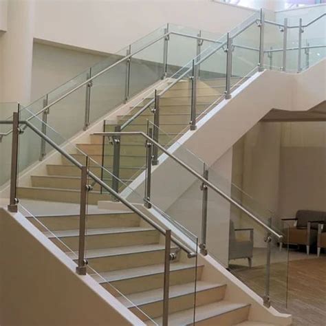 Stainless Steel Handrail And Glass Safety Stair Glass Railing At Rs