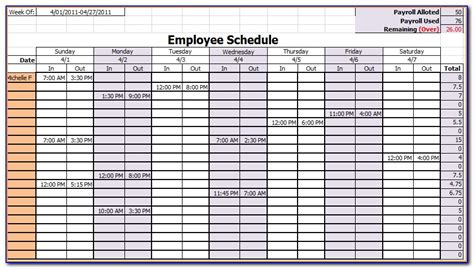Free Monthly Employee Work Schedule Template Excel Template Resume