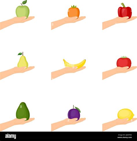 Juego De Manos Con Frutas Y Verduras Concepto De Alimentos Saludables