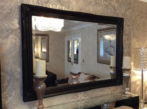 Black with mirror glass bevelled wall mirror 60cm x 90cm. NEW Large Black Shabby Chic Bevelled Wall Mirror - 36inch ...