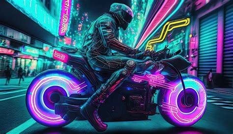 1336x768 The Neon Cyber Ride Motorbike Laptop Hd Hd 4k Wallpapers
