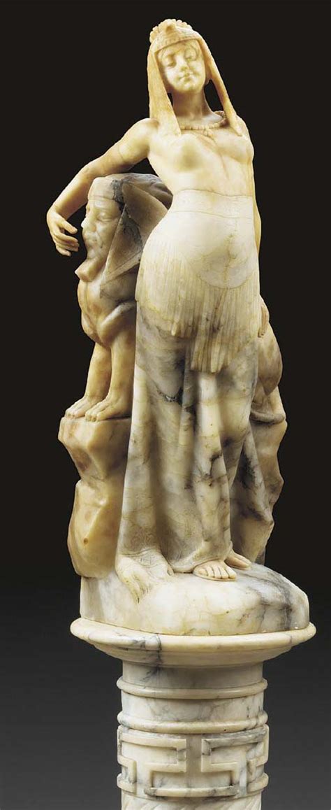 An Italian Alabaster Figure Of Cleopatra On Pedestal By G Pochini