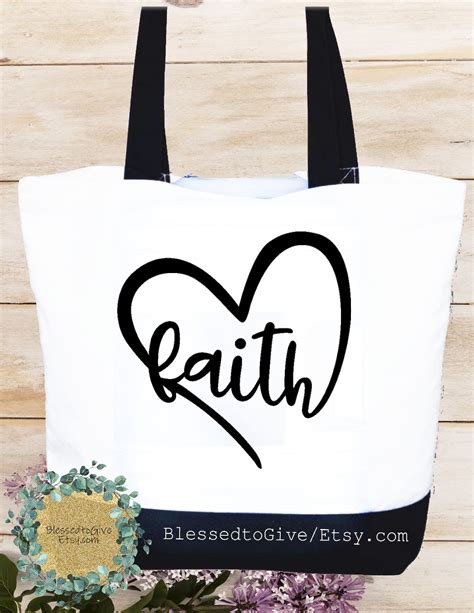 Faith Canvas Tote Bag Christian Tote Bag Religious Church Etsy