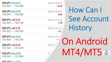 How Can I See Account History On My Android Mt4mt5 App Youtube