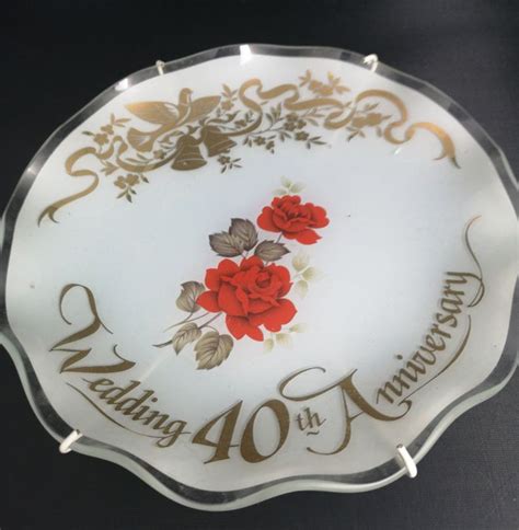 Vintage Wedding Anniversary Plate 40th Wedding Anniversary Etsy Uk