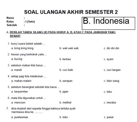 Baru Contoh Soal Pilihan Ganda Bahasa Indonesia Kelas 7 Semester 1 