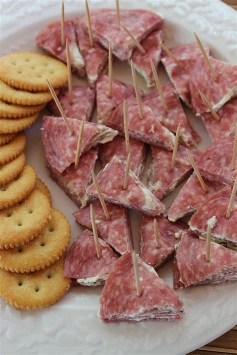 Cold appetizers on a stick CREAM CHEESE AND DILL SALAMI STACK-UP MINIs: An easy make ...