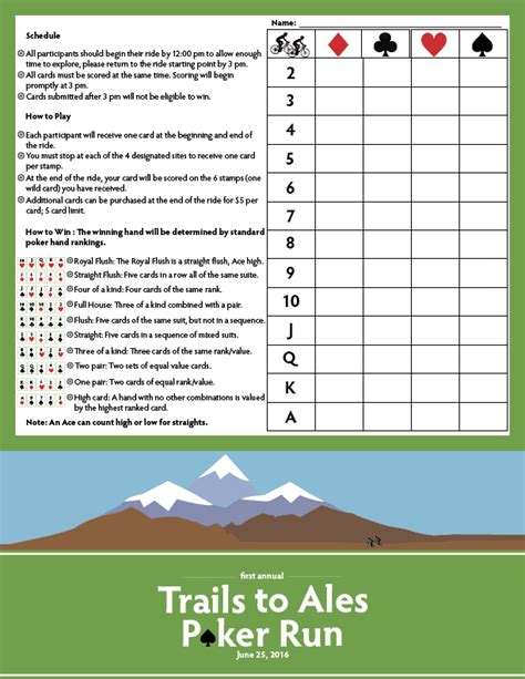 Poker run score sheet format is mainly concerned with paragraph formatting, you can control paragraph behaviour and appearance using the horizontal spacing between lines. Trails to Ales Poker Run — Score Card & Map on Behance