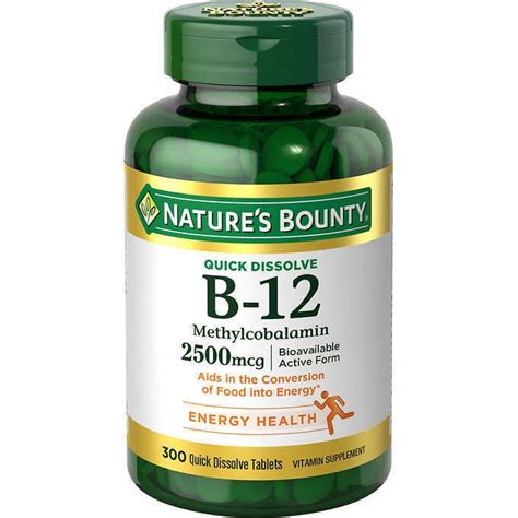 Natures Bounty Methylcobalamin Vitamin B 12 2500 Mcg 300 Quick