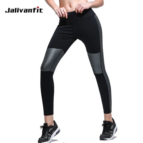 2018 new women sports pants fitness yoga leggings patchwork reflective fabric push up hips