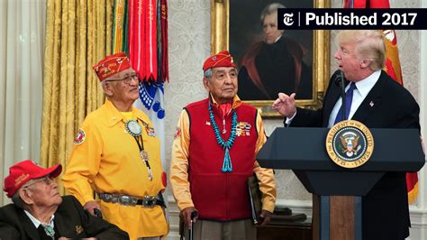 trump mocks warren as ‘pocahontas at navajo veterans event the new york times