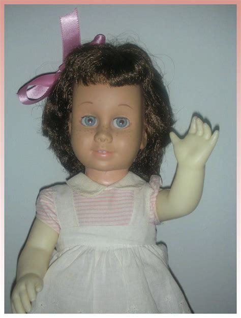 Vintage Brunette Mattel 1960s Chatty Cathy Doll Wearing Original Peppermint Stick Dress Chatty