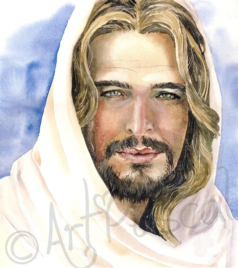 Watercolor Jesus Christ Portrait Print Christ Painting Bible Etsy