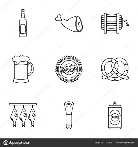 beer icons set outline style — stock vector © ylivdesign 132104528