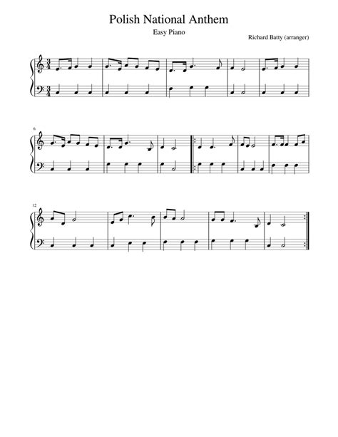 Polishnationalanthem Sheet Music For Piano Solo Easy