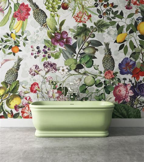 Green Floral Kitchen Wallpaper
