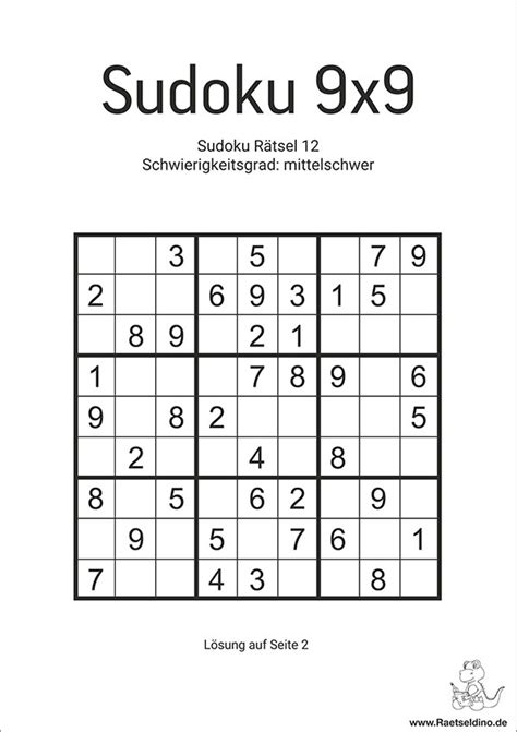 Kniffliges kinderkreuzworträtsel zum gratis ausdrucken. Sudoku Rätsel zum Drucken - mittelschwer