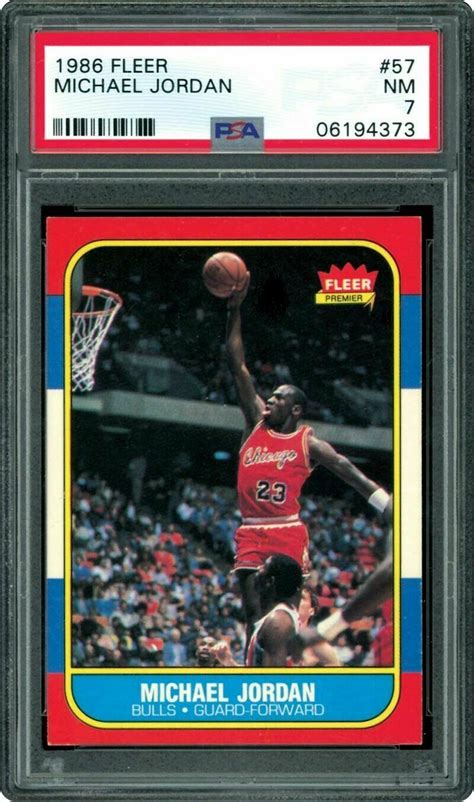 On saturday, goldin auctions sold two mint condition breaking a record set less than a month prior, the astounding hammer prices mean that the value of jordan's first professional basketball card has. Item Detail - 1986 Fleer #57 Michael Jordan Rookie RC Basketball Card PSA 7 Near Mint