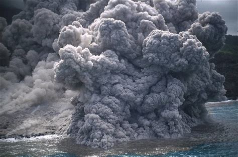 Pyroclastic Flow Entering The Sea On The East Coast Of Montserrat In