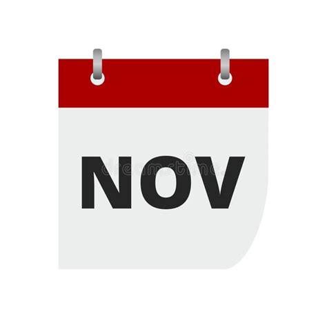 Calendar Sign Icon November Month Symbol Stock Vector Illustration