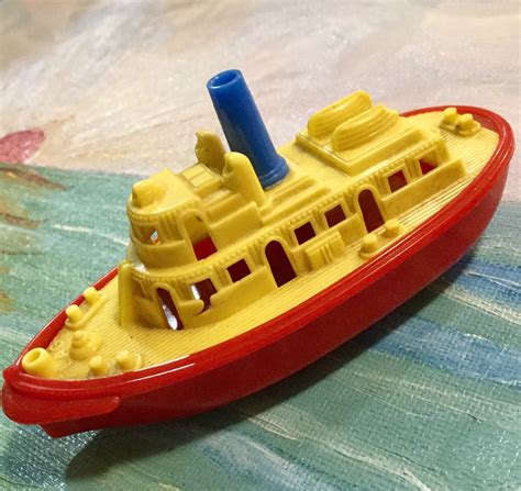 1940 Celluloid Tug Boat Toy Renwal Usa Plastic Red Etsy